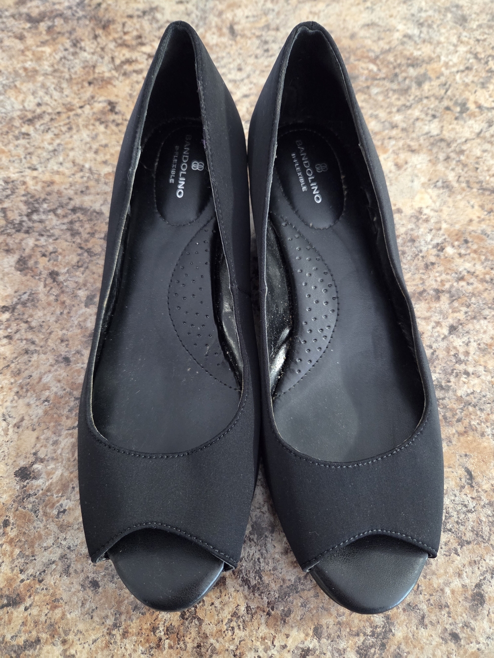 Bandolino Black Peep-Toe Wedges